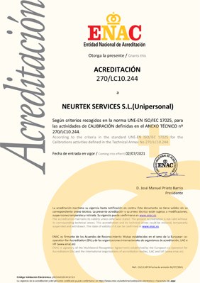 Certificado ENAC Neurtek