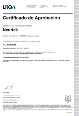 Certificado ISO Neurtek