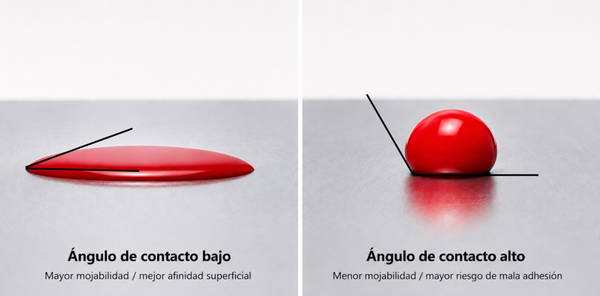 Metodo de angulo de contacto para la limpieza superficial