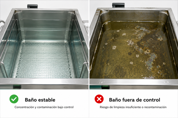 Comparativa del control del baño de limpieza
