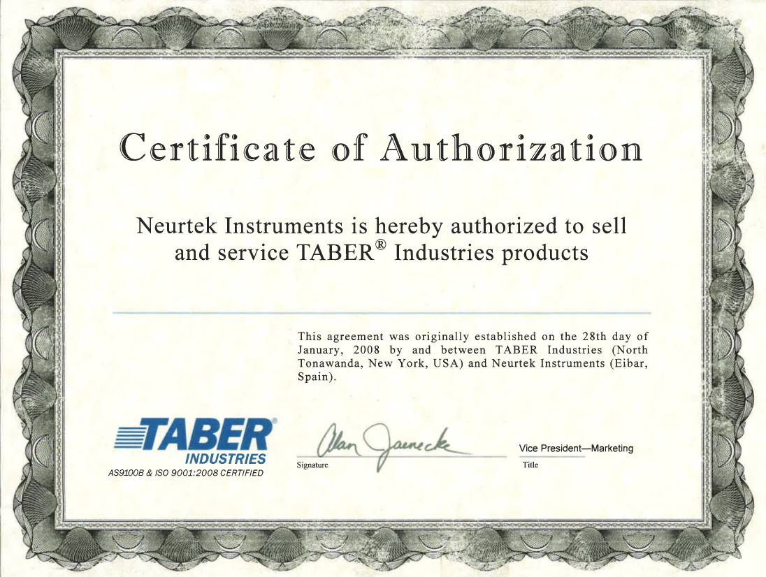Certificado Taber Neurtek