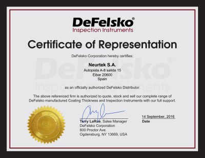 Certificado DeFelsko Neurtek