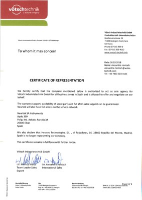 Certificado Vötsch Neurtek