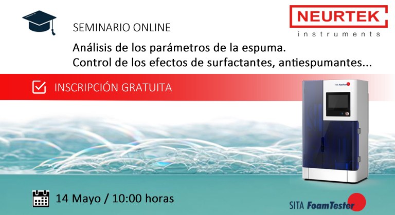 Webinar Gratuito. Análisis de los parámetros de la espuma. Control de los efectos de surfactantes, antiespumantes.