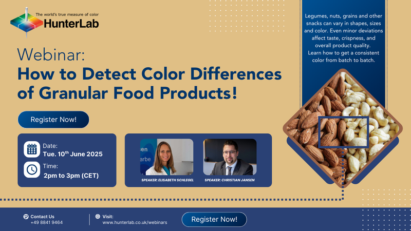 Webinar gratuito: Control del color en alimentos granulares con soluciones HunterLab