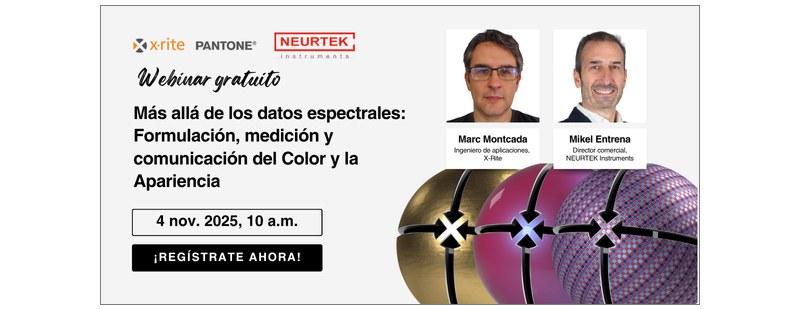 X-Rite Pantone y NEURTEK organizan un webinar gratuito sobre gestión avanzada del color en pintura