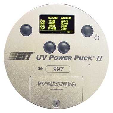 Radiómetro Uvicure II y Power Puck II Registro de Curado EIT